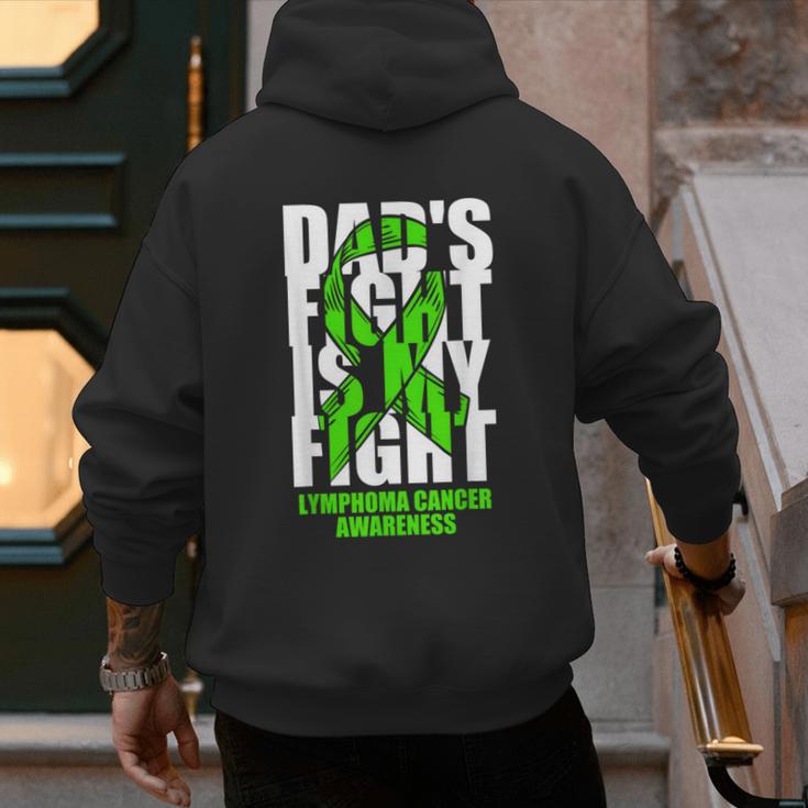 Lymphoma Cancer Awareness Lime Green Ribbon Dad's Fight Men's Hoodie Back Print