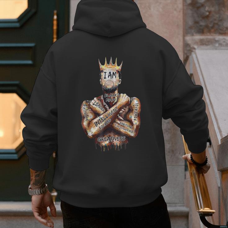 I Am Man King Powerful Dad Afro Melanin Black History Men's Hoodie Back Print