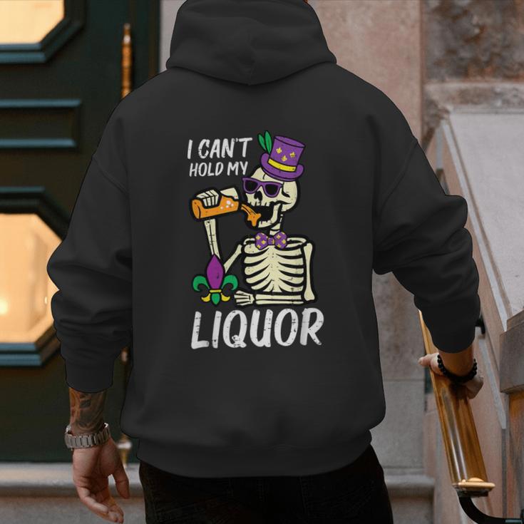 Mardi Gras Skeleton Cant Hold My Carnival Team Dad Men Men's Hoodie Back Print