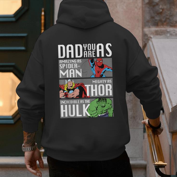 Marvel Father's Day Spider-Man Thor Hulk Dad Attributes Men's Hoodie Back Print