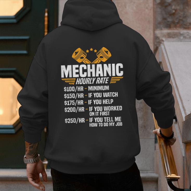 Mechanic Men Dad Hourly Rate Car Auto Garage Mechanic Men's Hoodie Back Print