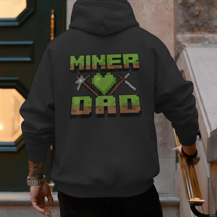 Miner Dad Birthday Boy Party Video Gamer Pixel Men's Hoodie Back Print
