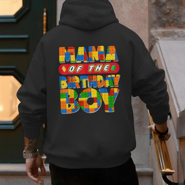 Mom And Dad Mama Birthday Boy Building Bricks Family Party Men's Hoodie Back Print