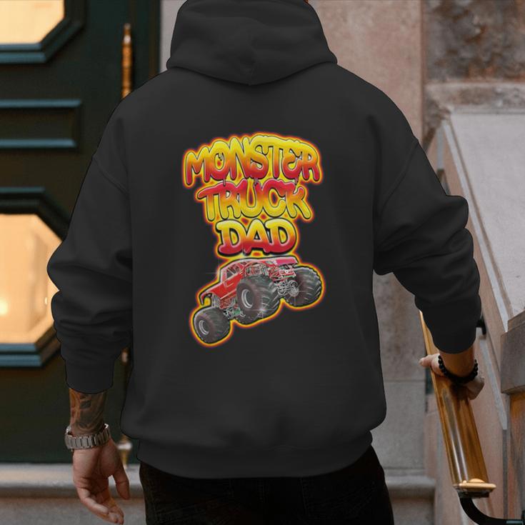 Monster Truck Dad Hot Red Graffiti Style Men's Hoodie Back Print Monster Truck Dad Hot Red Graffiti Style Men's Hoodie Back Print