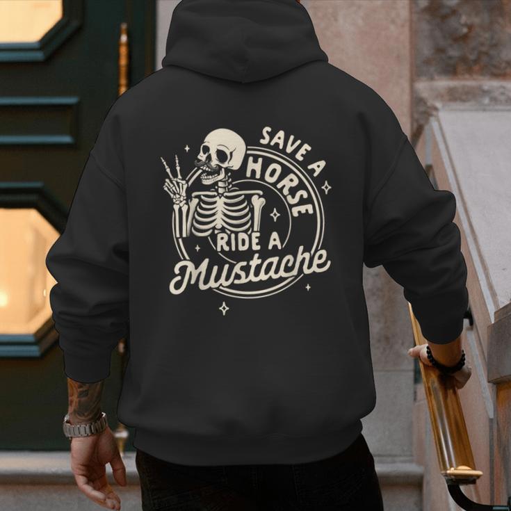 Mustache Dad Father’s Day Save A Horse Ride A Mustache Men's Hoodie Back Print