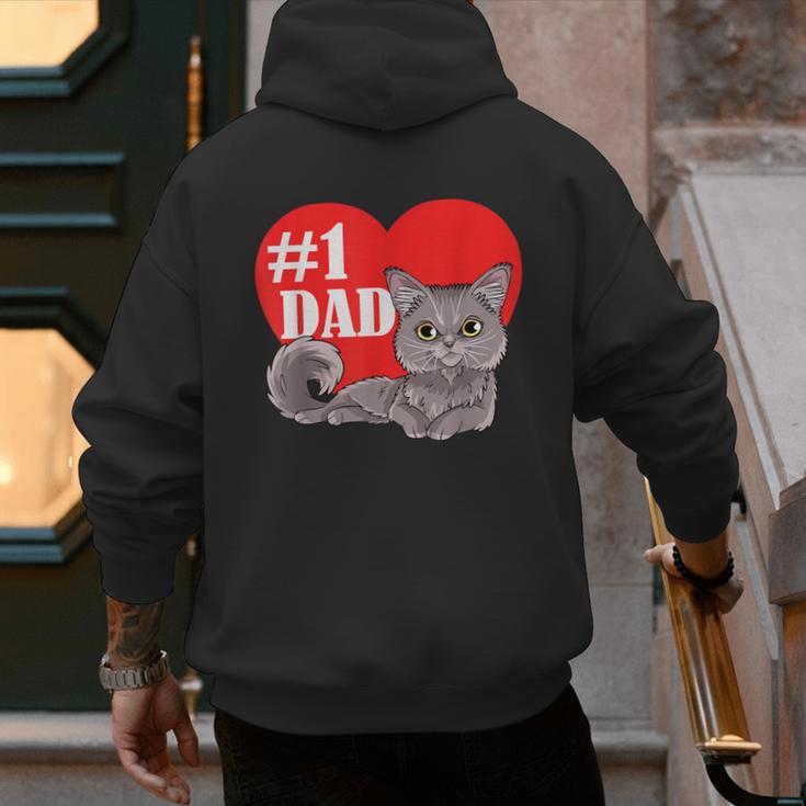 Nebelung Cat 1 Dad Father's Day Daddy Heart Decor For Men Women Kids Men's Hoodie Back Print