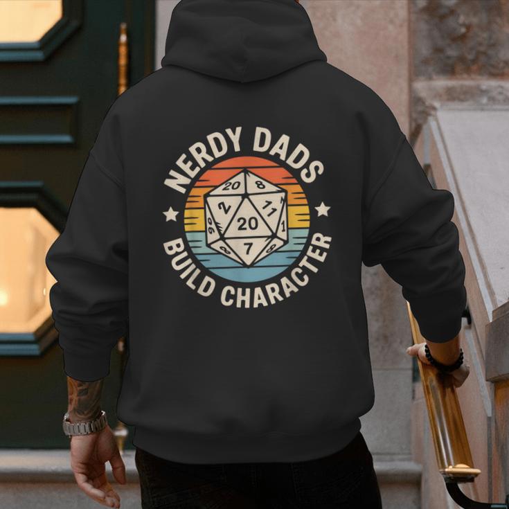 Nerdy Dads Build Character RPG Gaming Father's Day For Dad Men's Hoodie Back Print
