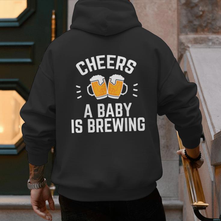 New Dad Baby Shower Cheers A Baby Is Brewing Men's Hoodie Back Print