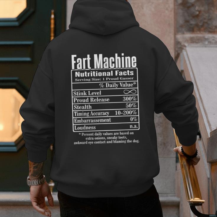 Nutrion Facts Fart Machine Dad Jokes Farting Humor Men's Hoodie Back Print