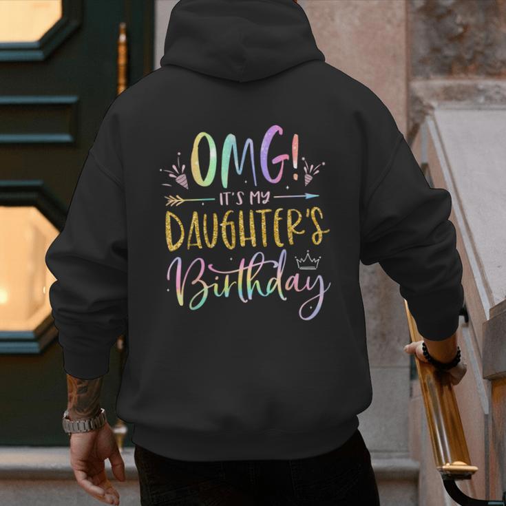 OMG It's My Daughter's Birthday Happy Bday Tie Dye Mom Dad Small Men's Hoodie Back Print