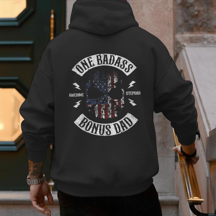 One Badass Bonus Stepdad Birthday Step Dad Men's Hoodie Back Print