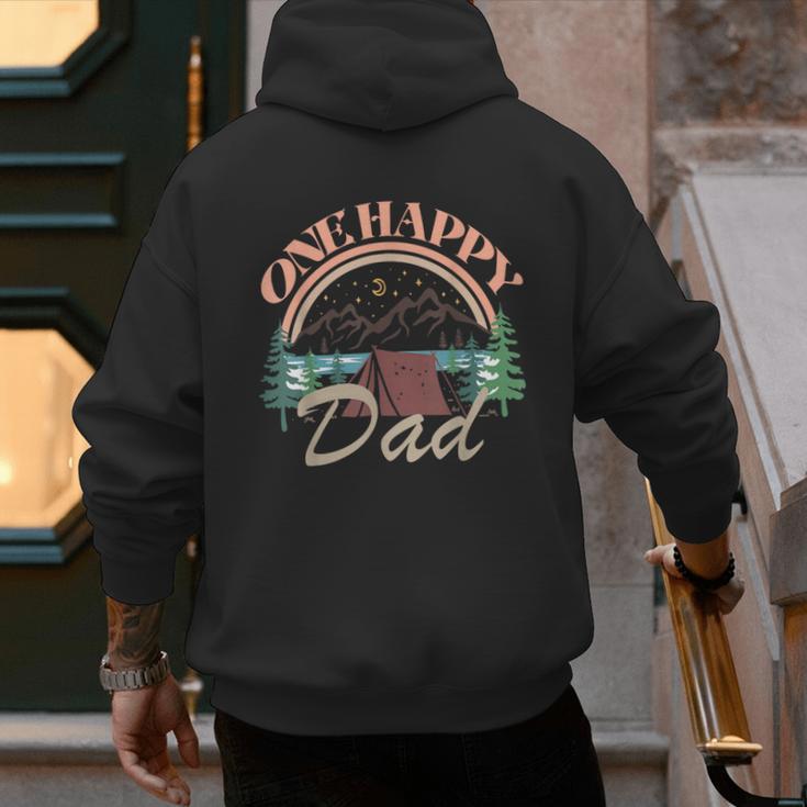 One Happy Dad First Birthday Camping Matching Family Party Men's Hoodie Back Print