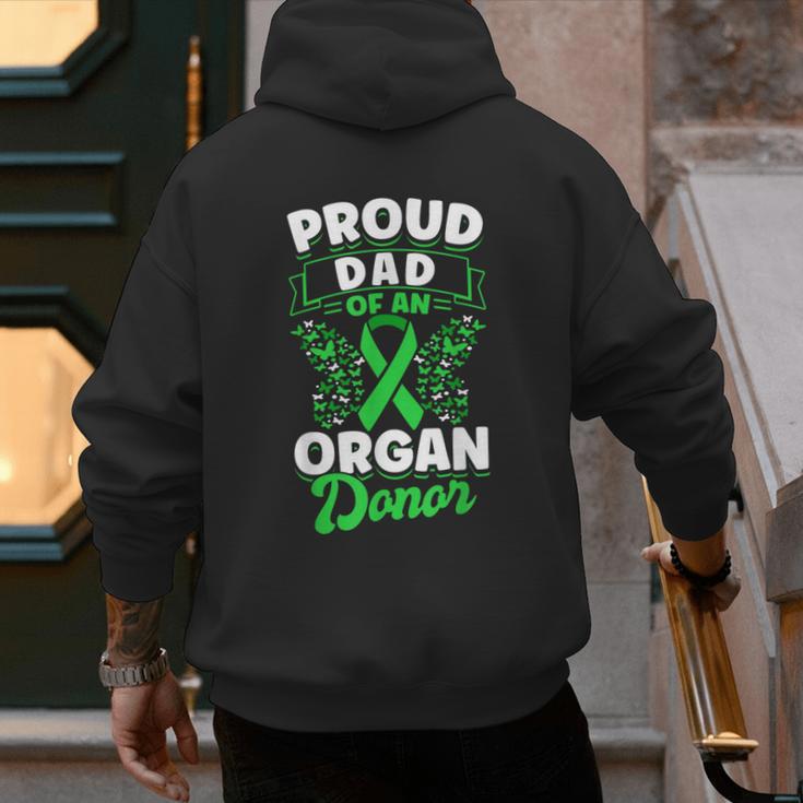 Organ Donation Green Ribbon Proud Dad Of An Organ Donor Men's Hoodie Back Print