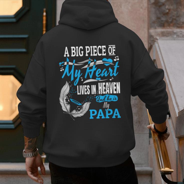 My Papa Lives In Heaven Shirt Memorial Day Papa Dad Grandpa Men's Hoodie Back Print