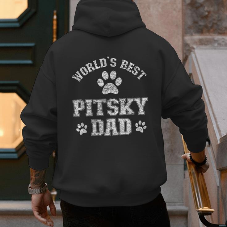 Pitsky Dog Dad World's Best Pitsky Daddy Men Women Girls Kids Men's Hoodie Back Print