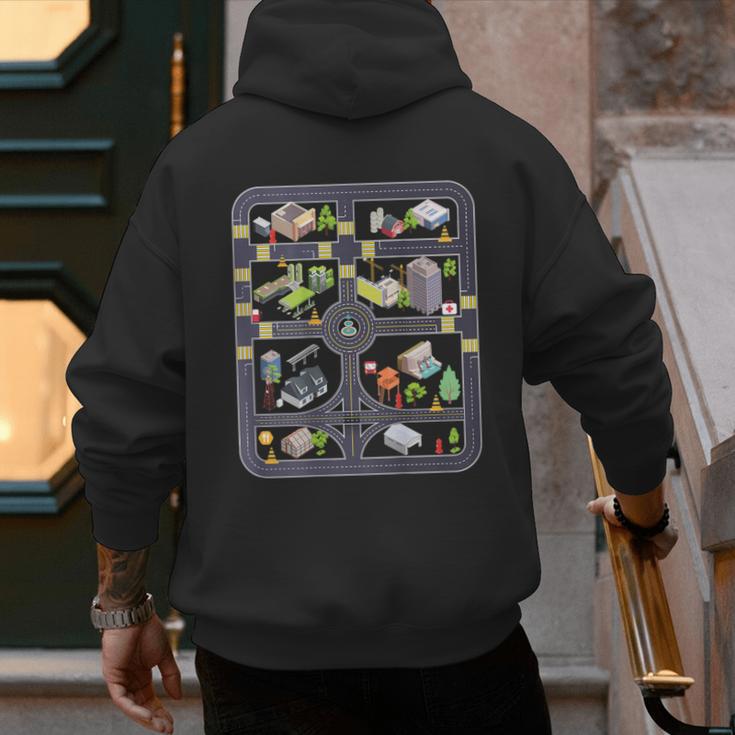 Play Cars On Dad's Back Mom's Back City Map BACK PRINT ONLY Men's Hoodie Back Print