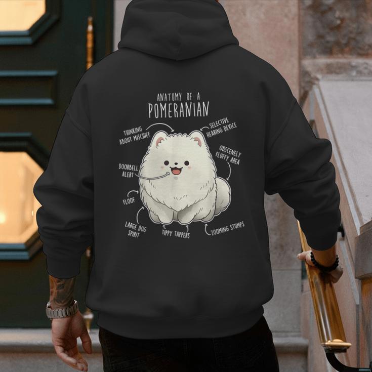 Pomeranian Anatomy Cute Pet Pom Mom Dog Dad For Men Women Girls Kids Men's Hoodie Back Print