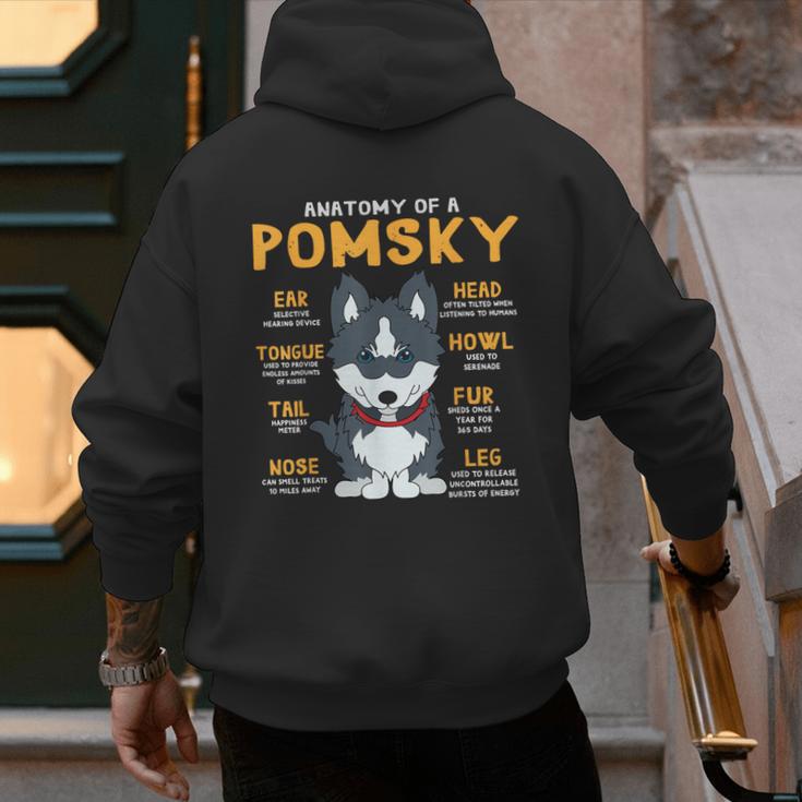 Pomsky Anatomy Dog Mom Dad Men's Hoodie Back Print