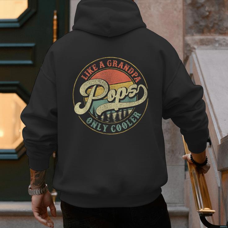 Pops Like a Grandpa Only Cooler Vintage Retro Pops Dad Men's Hoodie Back Print