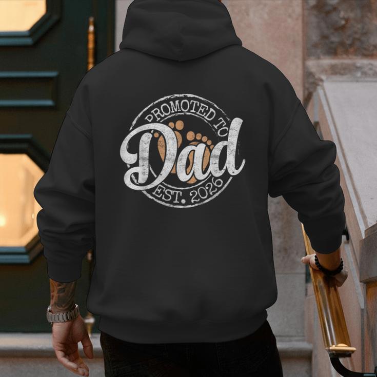 Promoted To Dad Est 2026 Stamp First Time Daddy To Be Men's Hoodie Back Print