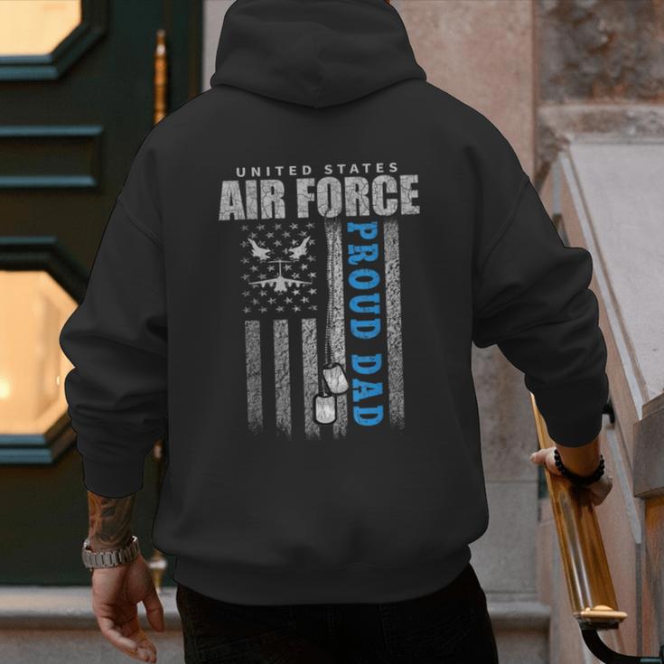 Proud Air Force Dad Of The US Air Force USA Flag Men's Hoodie Back Print