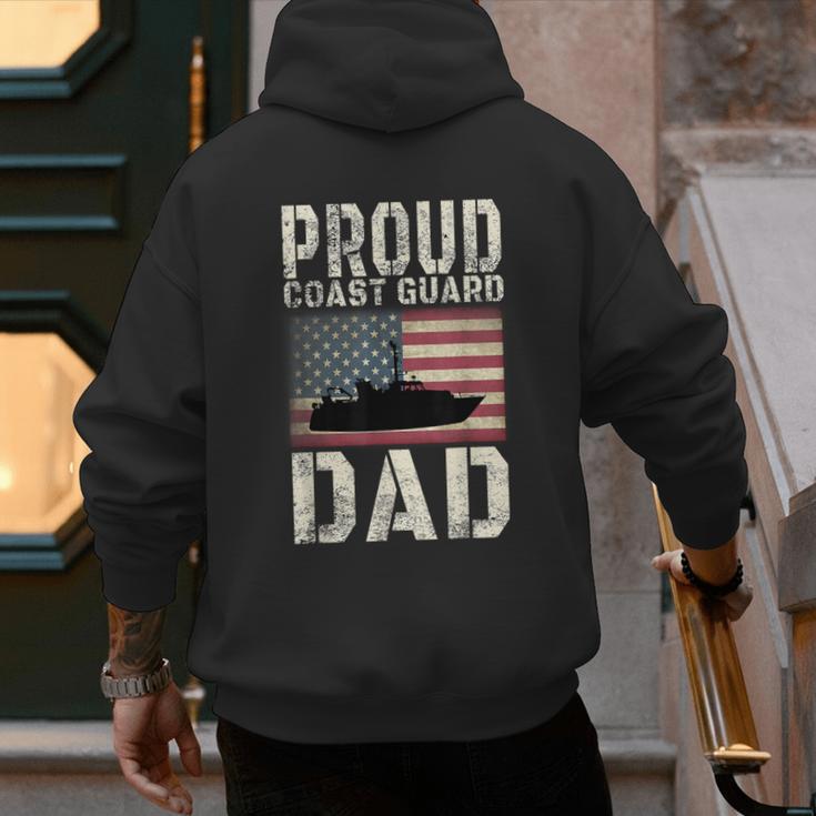 Proud Coast Guard Dad USCG American Flag T-Shirt Men's Hoodie Back Print