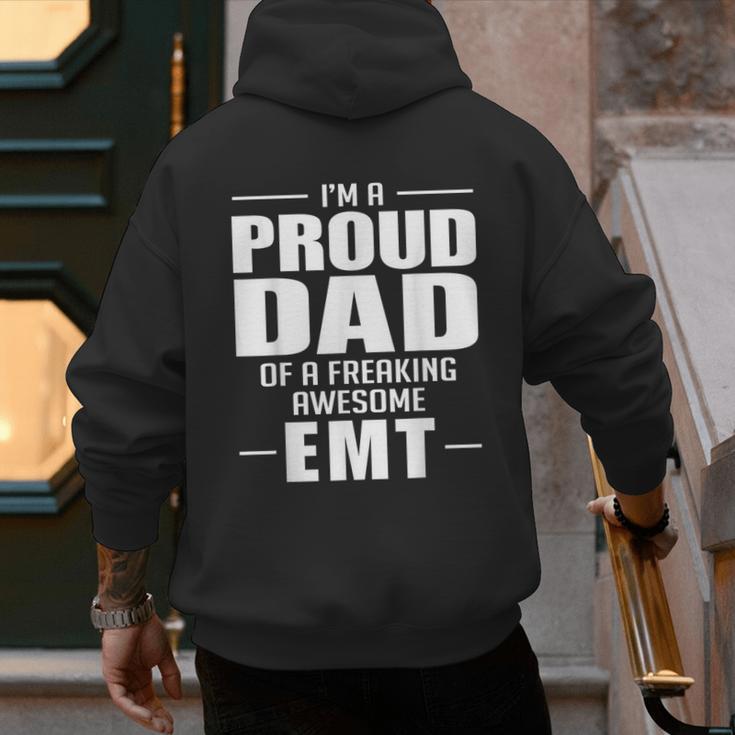Proud Dad Of a Freaking Awesome EMT Emergency Medical Men's Hoodie Back Print