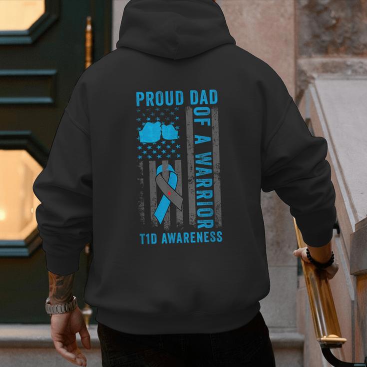 Proud Dad Of A T1D Warrior Type 1 Diabetes Awareness Men's Hoodie Back Print