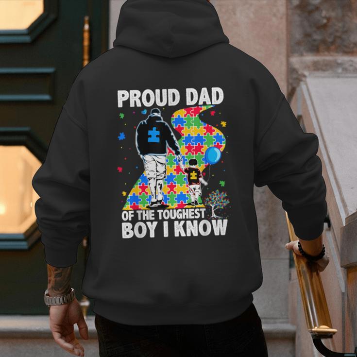 Proud Dad Of The Toughest Boy Autism Awareness Father Autism Men's Hoodie Back Print