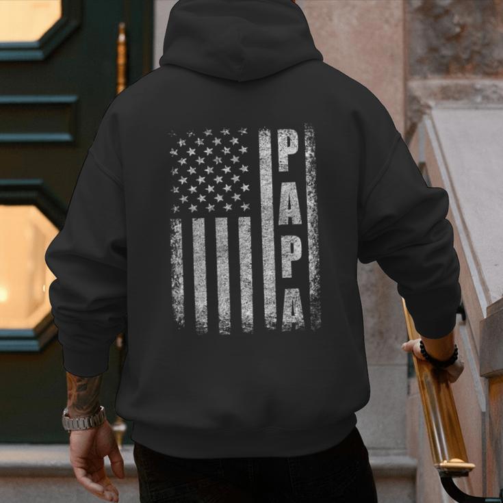 Proud Papa Fathers Day 2025 Dad America USA Flag Men's Hoodie Back Print Proud Papa Fathers Day 2025 Dad America USA Flag Men's Hoodie Back Print