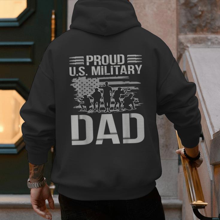 Proud Us Military Dad Father's Day For Dad Grandpa Veteran Men's Hoodie Back Print