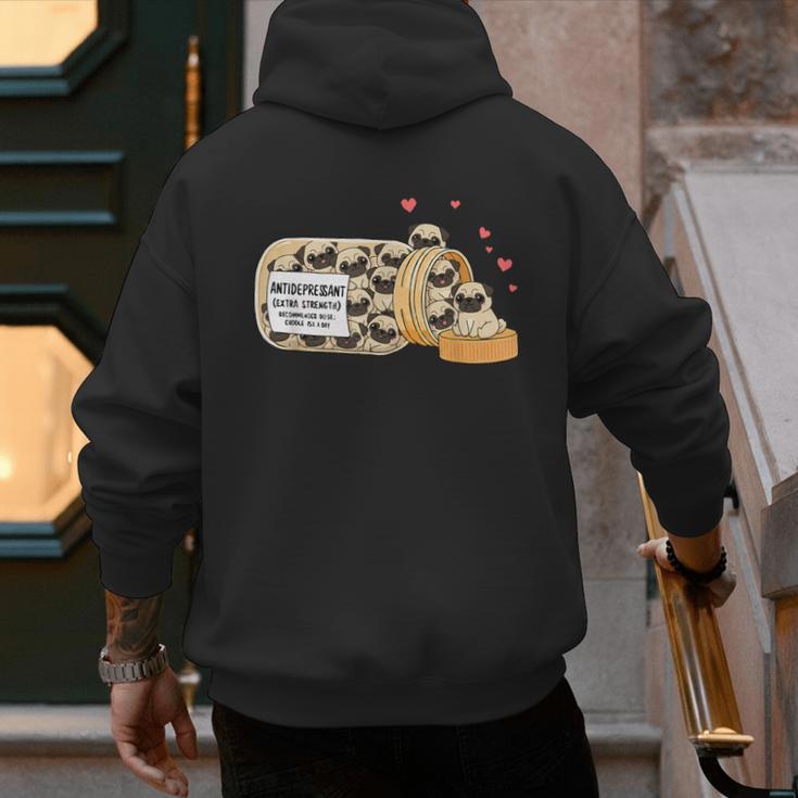 Pug Anti Depressant Mom Dad Kids Men's Hoodie Back Print