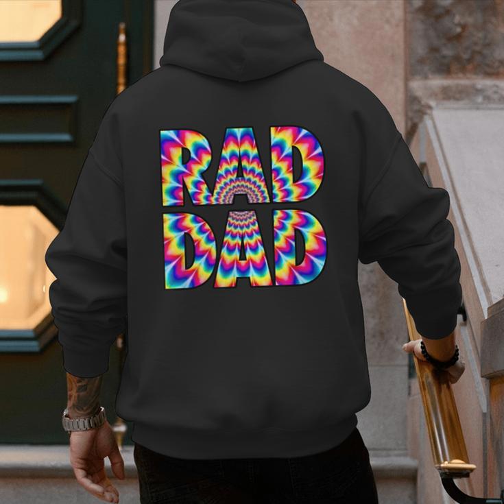 Rad Dad Trippy Hippie Tie-Dye Rainbow 70s Vibes Novelty Men's Hoodie Back Print