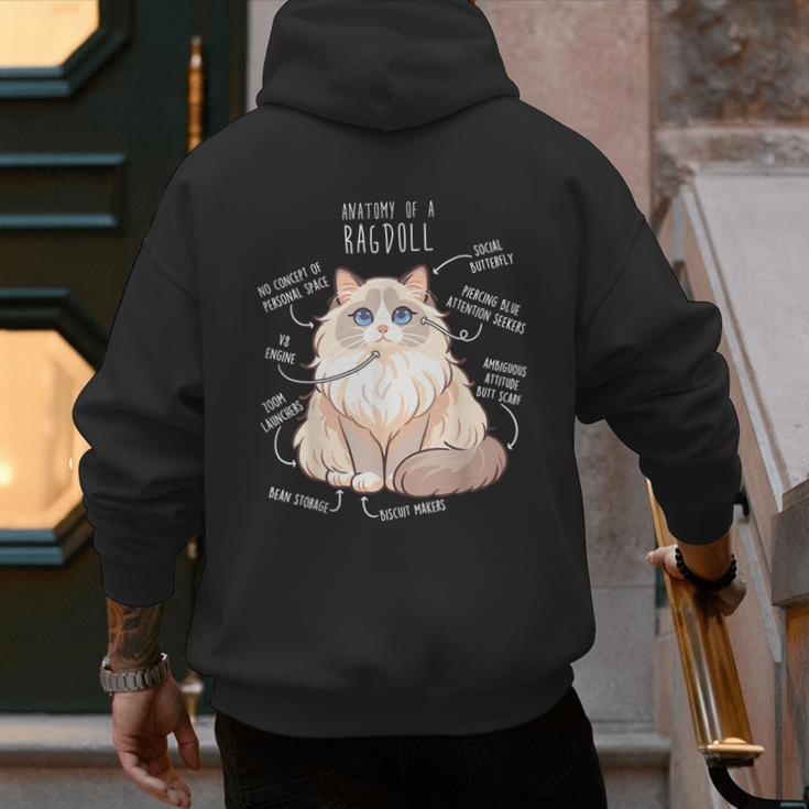 Ragdoll Cat Anatomy Cute Pet Mom Dad Cream Bicolor Men's Hoodie Back Print