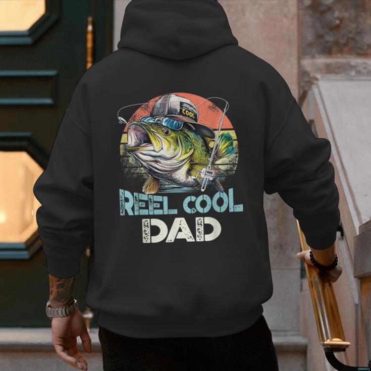 Reel Cool Dad Fishing Vintage Retro Father's Day Men's Hoodie Back Print
