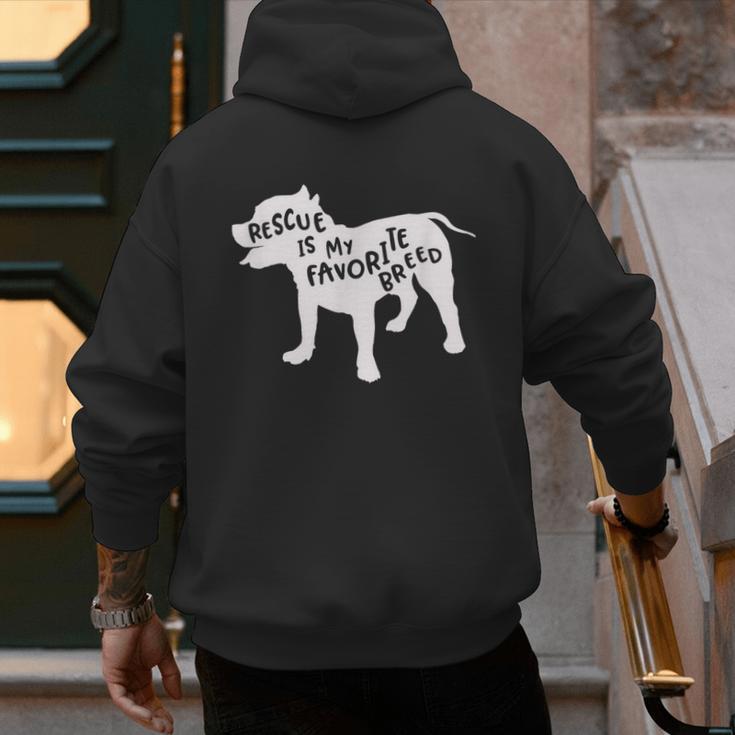 Rescue Is My Favorite BreedShirt Pitbull Mam Dad Shirt Men's Hoodie Back Print