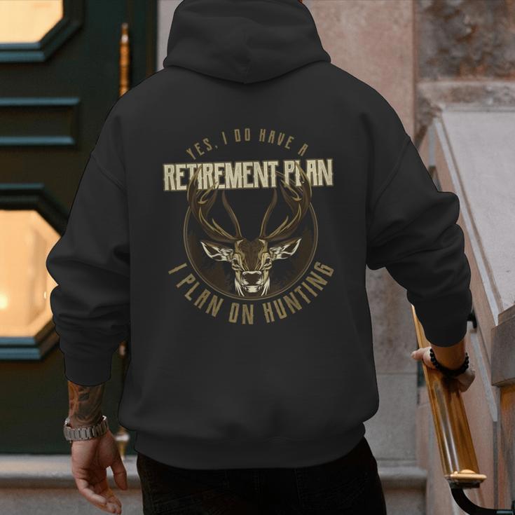 Retirement Grandpa Hunting Deer Elk Retired Hunter Dad Men's Hoodie Back Print