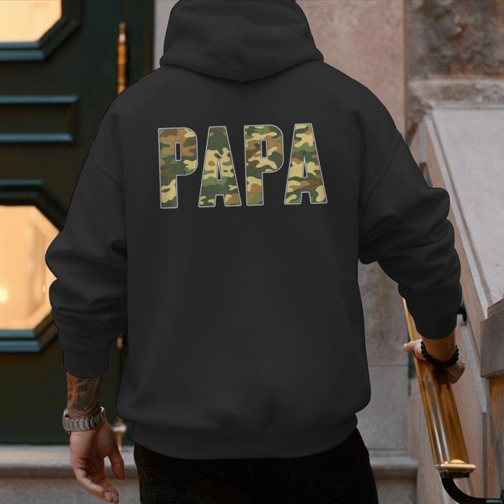 Retro Camo Hunting Papa Old Camo Dad Father’s Day Daddy Men's Hoodie Back Print