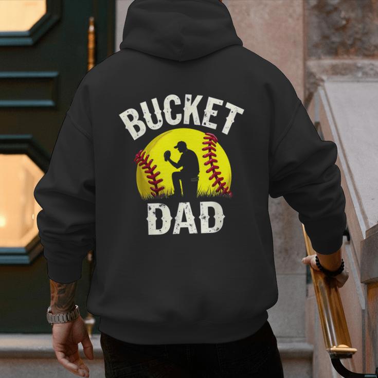 Retro Daddy Bucket Dad Softball Girl Men's Hoodie Back Print