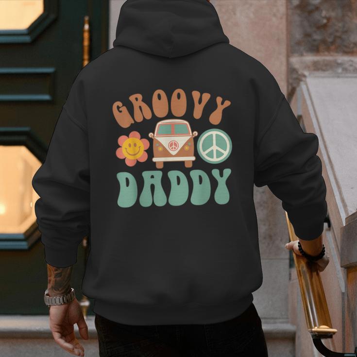 Retro Groovy Daddy Matching Family Birthday Party Men's Hoodie Back Print
