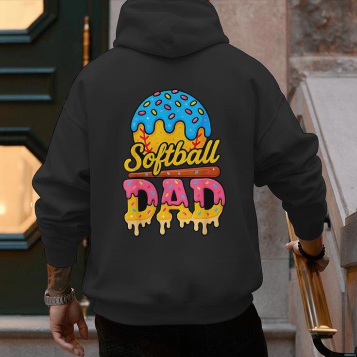 Retro Ice Cream Drip Softball Dad Game Day Dad Father's Day Men's Hoodie Back Print