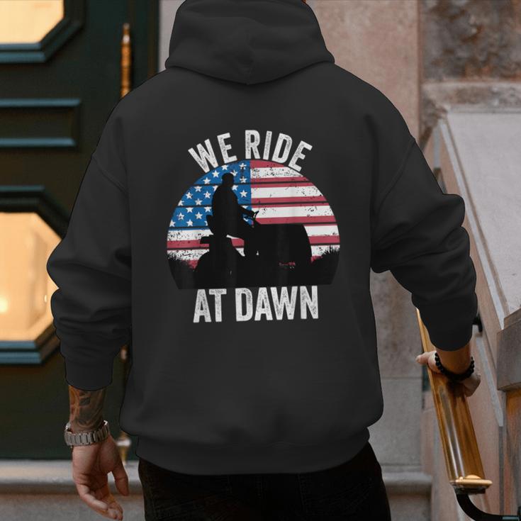 We Ride At Dawn Lawnmower Lawn Mowing Dad Vintage Men Men's Hoodie Back Print