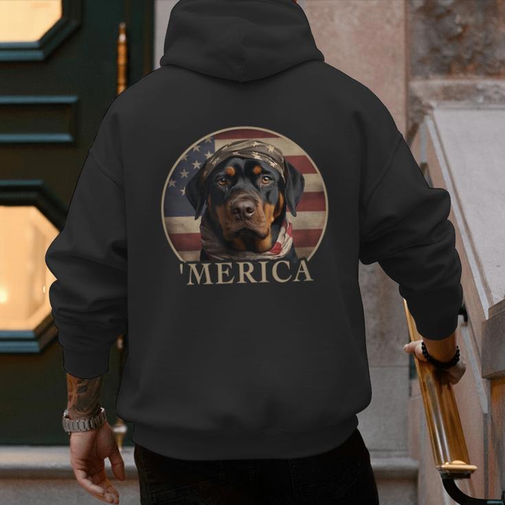 Rottie Dog Mom Dad 'Merica Rottweiler Men's Hoodie Back Print Rottie Dog Mom Dad 'Merica Rottweiler Men's Hoodie Back Print