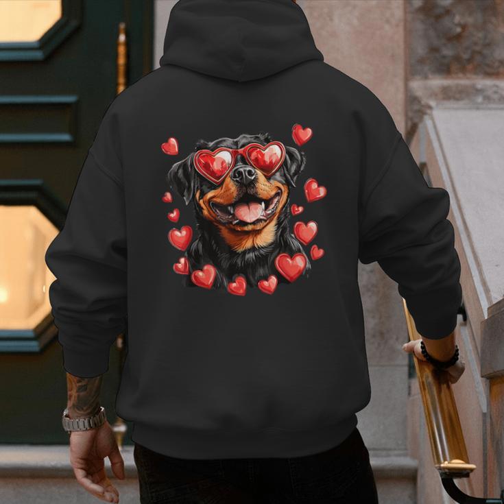 Rottweiler Heart Glasses Cute Rottie Dog Lover Mom Dad Kids Men's Hoodie Back Print