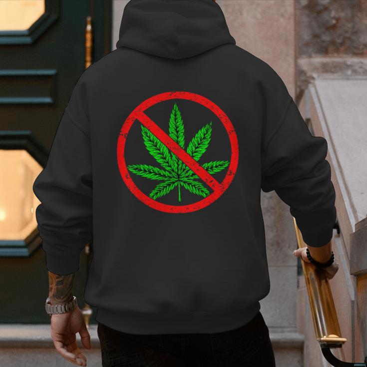 Say No Cannabis Anti-Marijuana Retro Weed Parent Dad Mom Men's Hoodie Back Print