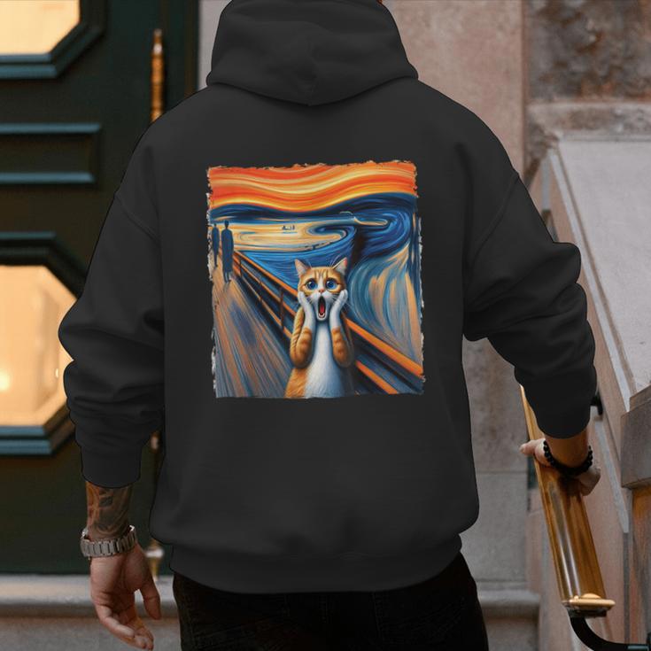 The Scream Cat Parody For Kitty Cat Lover Cat Mom Cat Dad Men's Hoodie Back Print The Scream Cat Parody For Kitty Cat Lover Cat Mom Cat Dad Men's Hoodie Back Print