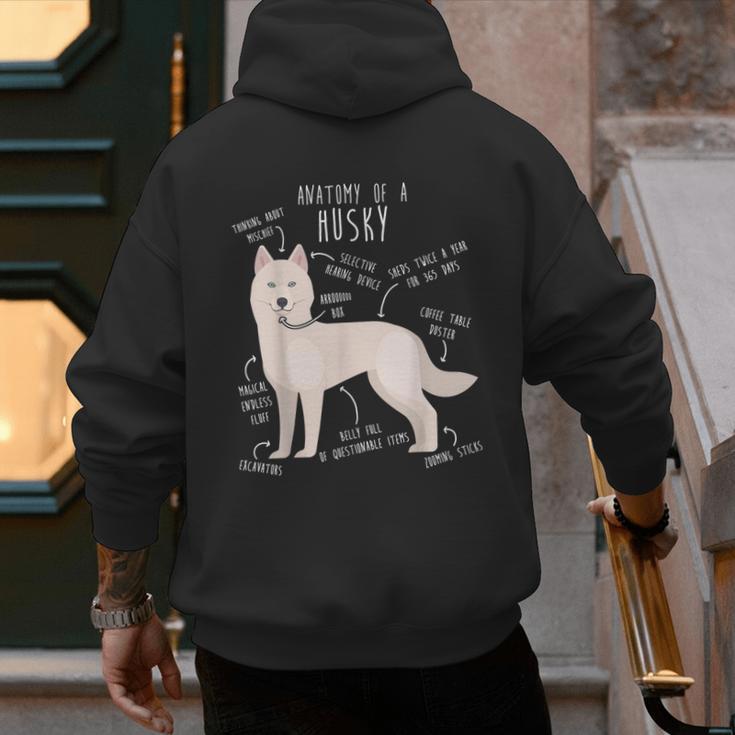 Siberian Husky Dog Anatomy Pet Mom Cute Dog Dad Men Women Kids Men's Hoodie Back Print