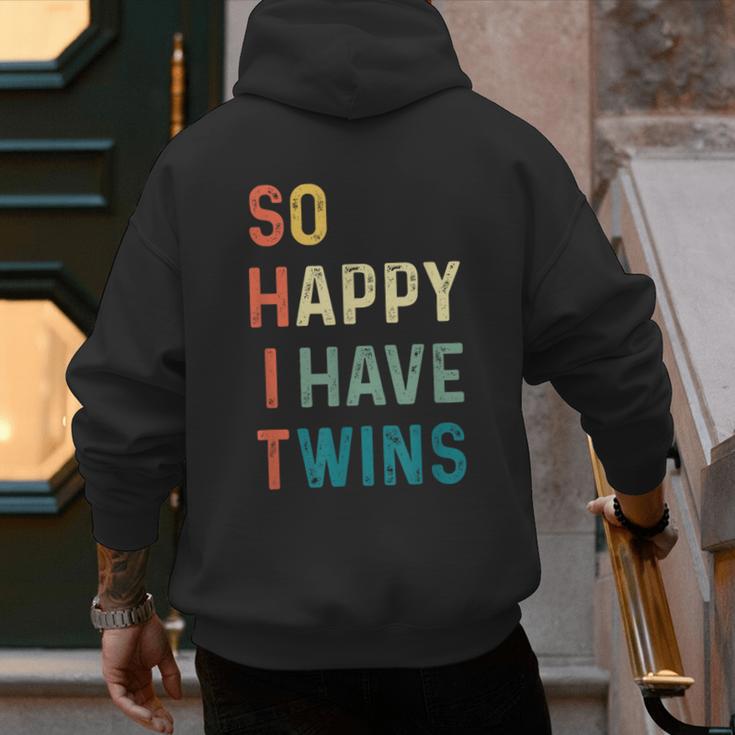 So Happy I Have Twins Mom Dad Parent Saying Slogan Men's Hoodie Back Print