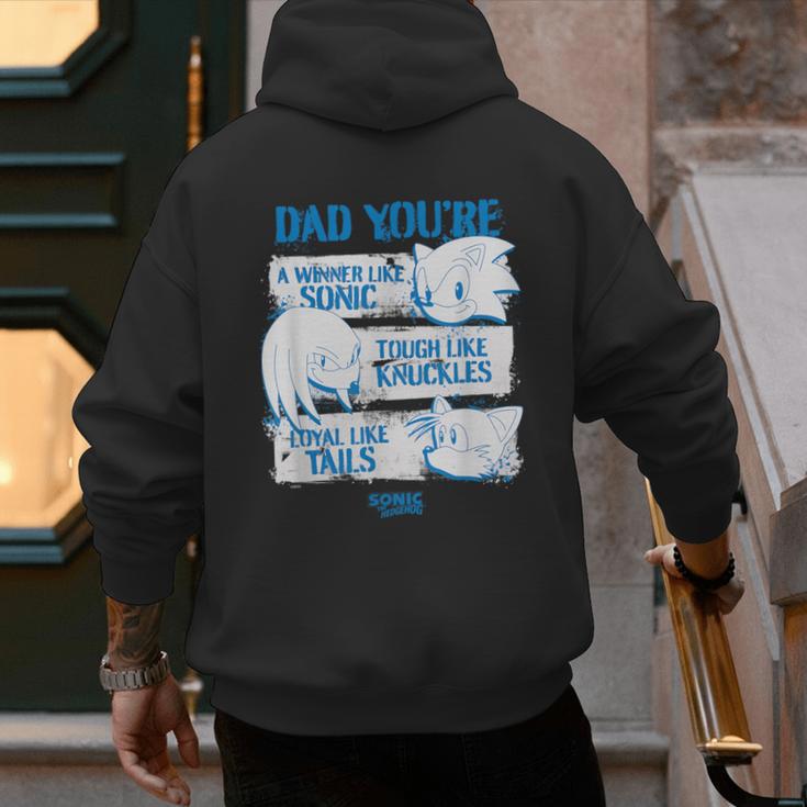 Sonic The Hedgehog Father's Day Dad Qualities Distressed Men's Hoodie Back Print