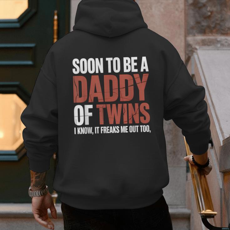 Soon To Be Dad Twins Fatherhood Pregnancy Announcement New D Men's Hoodie Back Print